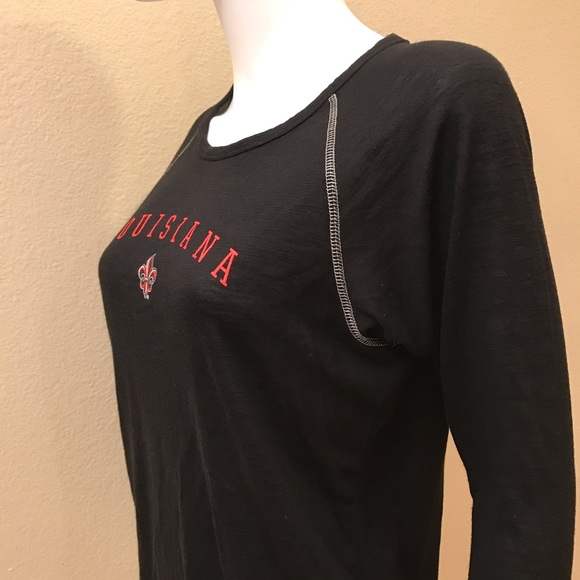 Louisiana Long Sleeve Raglan Tee Womens Size XS Extra Small Black Ragin Cajuns - Picture 10 of 11